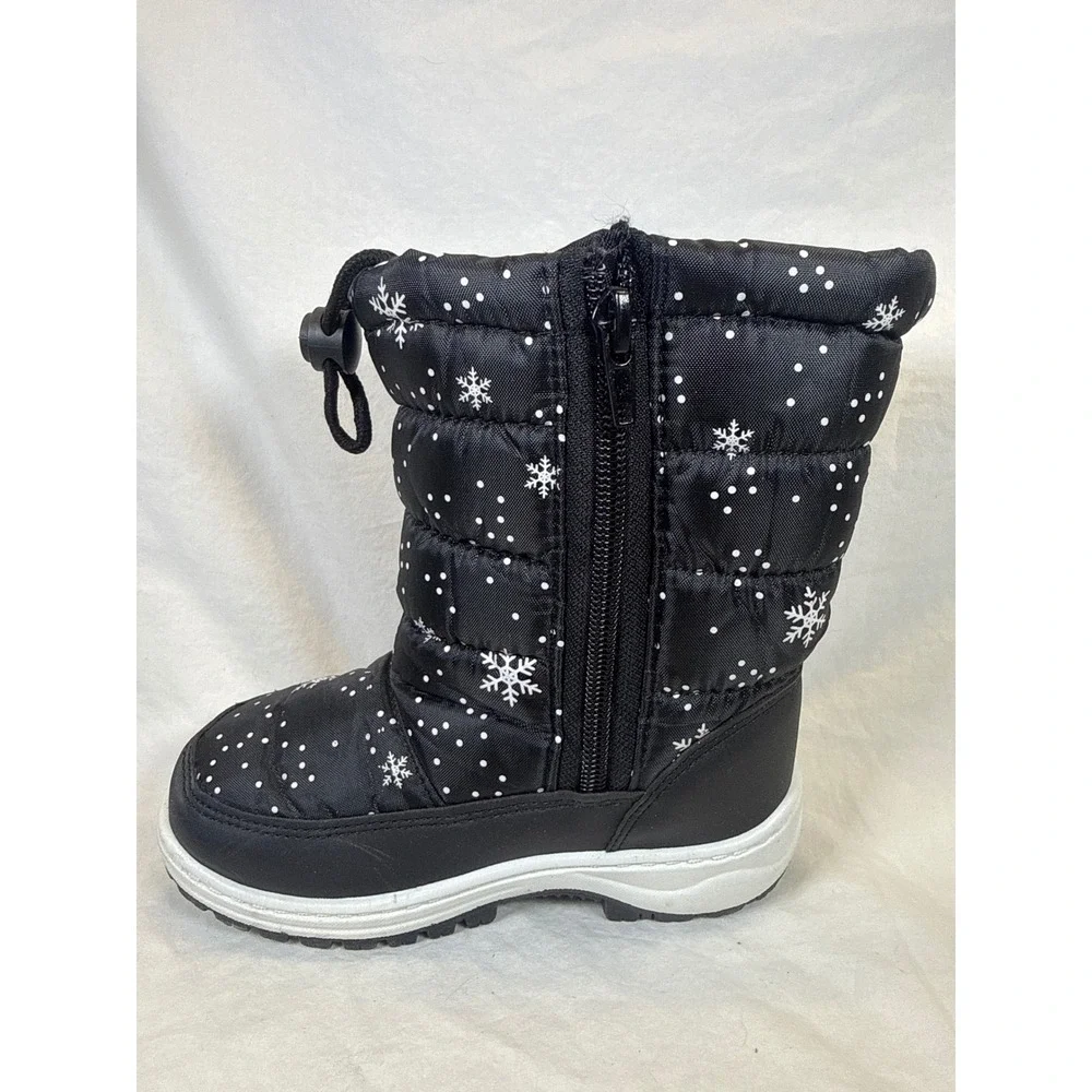 Storm Kidz Kids Black Snowflake Polka Dot Winter Snow Boots Size 10